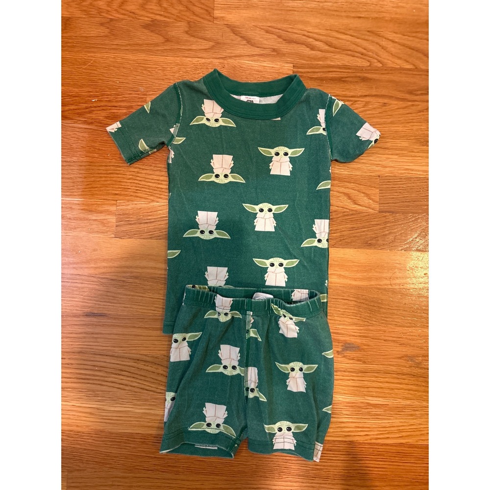 Hanna Andersson Star Wars Grogu Baby Yoda Organic Cotton Pajama Set Green US 4